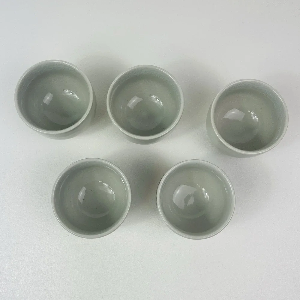 Vintage Kutani japan Sake‎ Tea Cup with Flower Cart Design Set Of 5